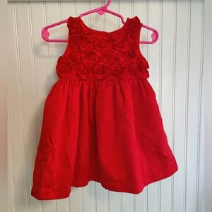 Carters Baby Girl Dress Wedding Holiday Size 12 Months Red Roses Christmas